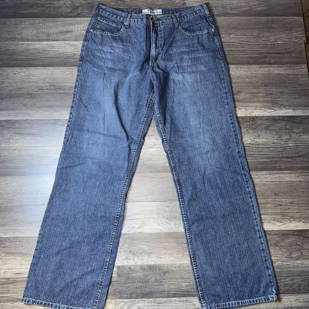 Retro Fox Men’s Jeans Size 38 Straight Leg Blue Denim Distressed Wash Vintage